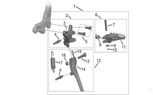Left Foot Pedal Kit and Side Stand Kit - Hyper Bee