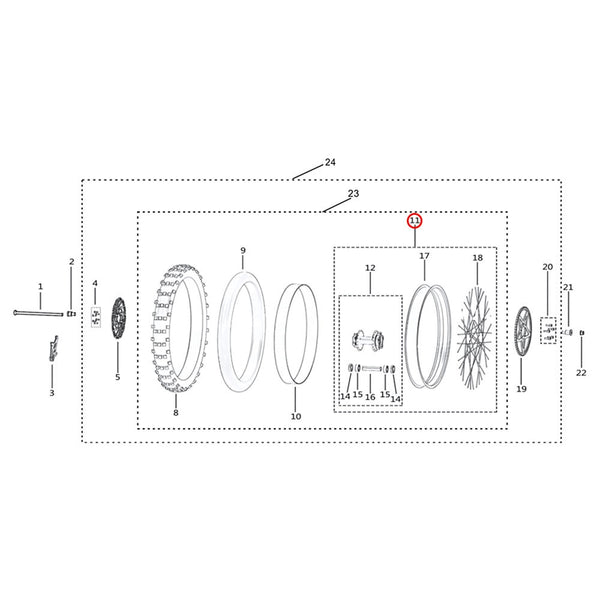 Surron Light Bee X/L1E - Rear Rim Assembly (MPC:51370-YQ2A-0000)