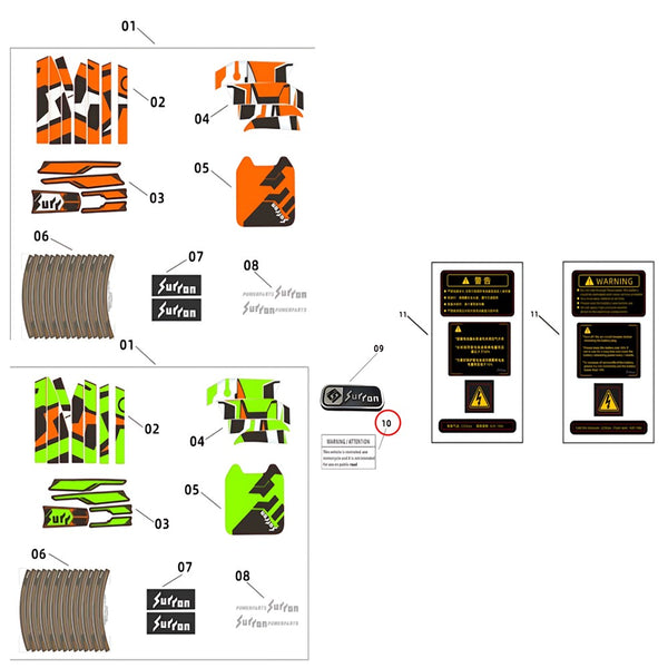 Surron Light Bee X - Warning Label Set (EN) (MPC:82136-YQ2A-0000)