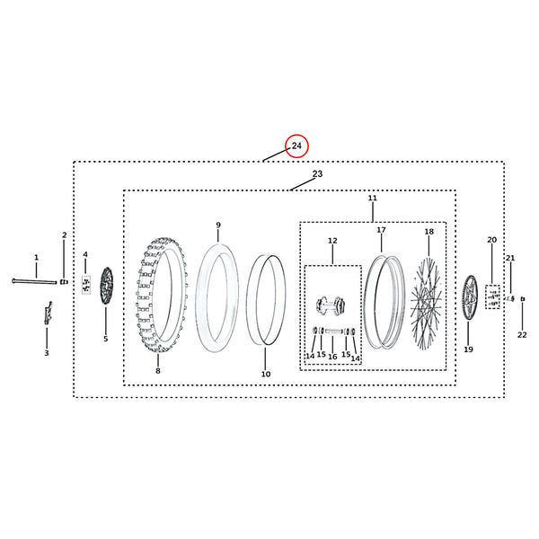 Surron Light Bee X - Rear Wheel Assembly + Rear Brake Disc + Sprocket (MPC:51300-Y029A-Z1)